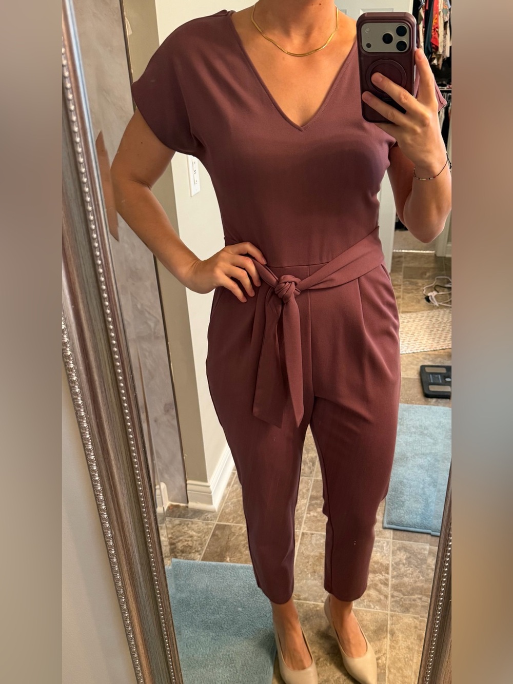 Express Mauve Jumpsuit with Tie Waist